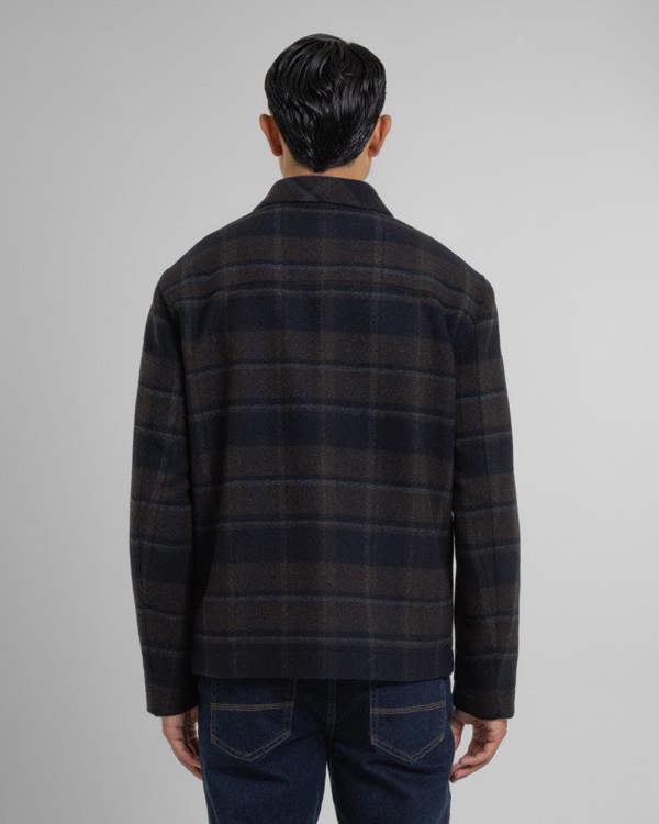 Steel & Jelly Malham - Check Wool Blend Harrington Jacket