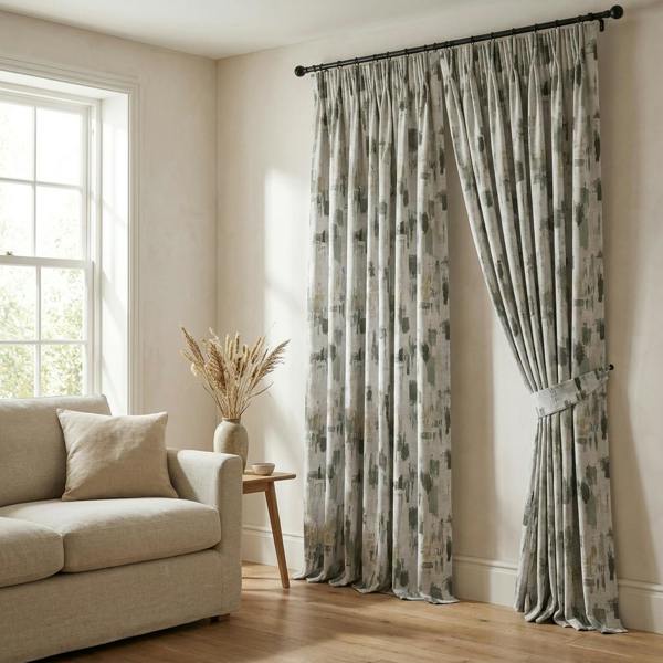 Bamford made-to-measure curtains in Fennel, styled in a living room