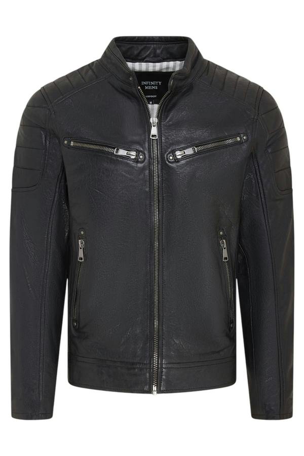 Infinity Leather Men's Modern Classic Leather Quilted Biker Jacket - Derry