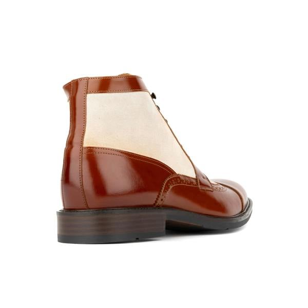 Embassy London Charles - Light Tan & Cream - Men's Toe-Cap Dressy Leather & Suede Boot with Brogue Details