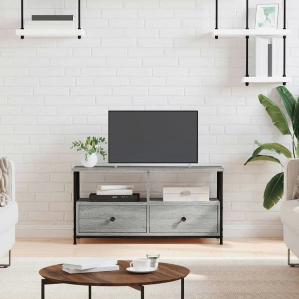Berkfield TV Cabinet Grey Sonoma 90x33x45 cm Engineered Wood&Iron