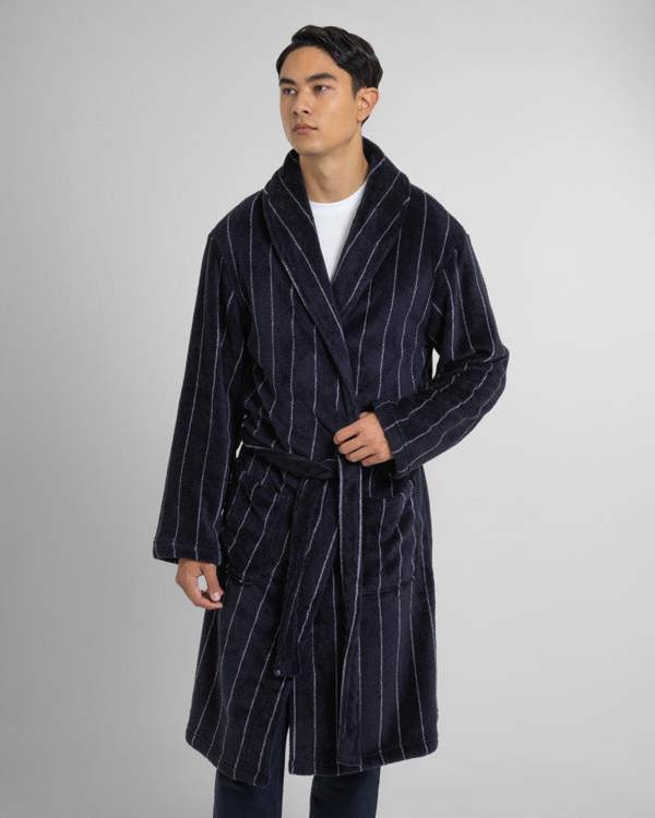 Steel & Jelly Portland - Striped Supersoft Fleece Dressing Gown