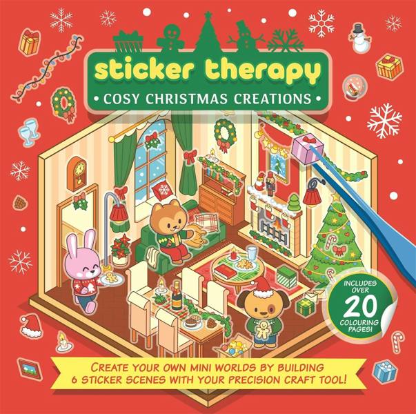 Sticker Therapy: Cosy Christmas Creations: Design your own miniature 3D scenes | Over 150 stickers to create the cutest and cosiest festive rooms