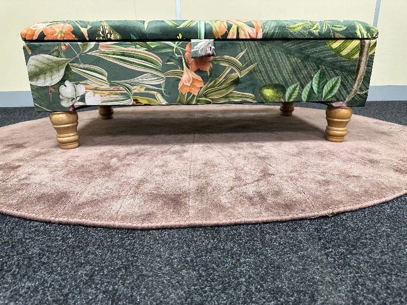 PREMIUM Green Floral Soft Vevet Ottoman seat 