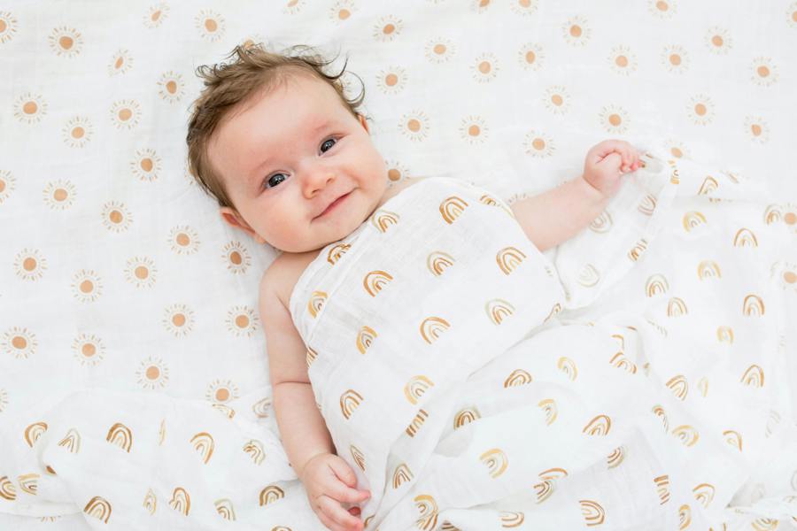 Lulujo - Cotton Swaddle - Rainbow & Suns 2 Pack