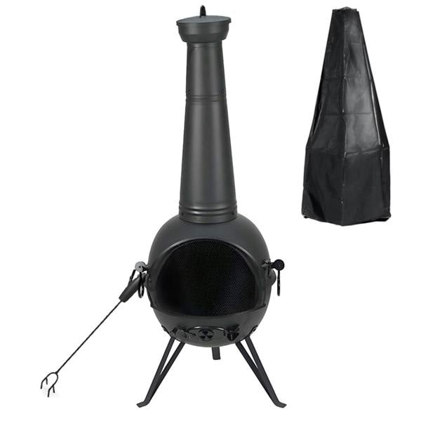 Gr8 Garden Large 130cm Tall Garden Patio Chiminea Wood Log Burner Fire Pit BBQ Grill Heater