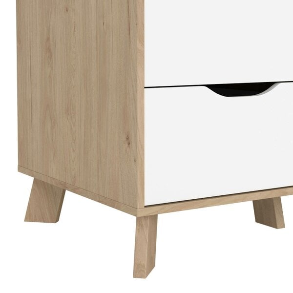 Wyld Haus Lira Jackson Hickory Oak Wood and White Wardrobe 3 Doors  2 Drawers with Mirror