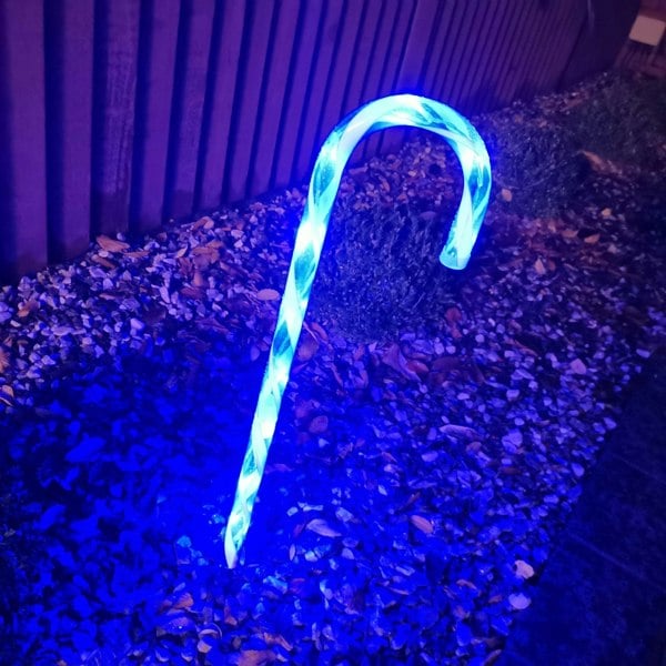 Samuel Alexander 4pcs 62cm Premier Outdoor Multicoloured Christmas Candy Cane LED Path Lights for Garden