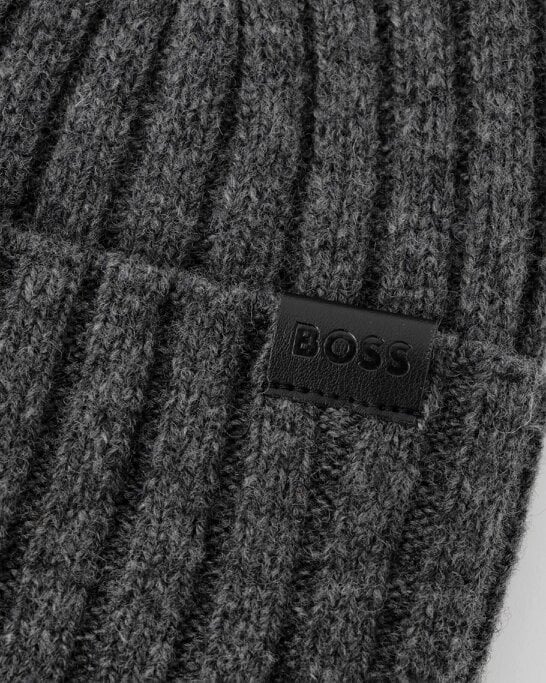 BOSS Orange Mens Fino Beanie Hat - Medium Grey 030