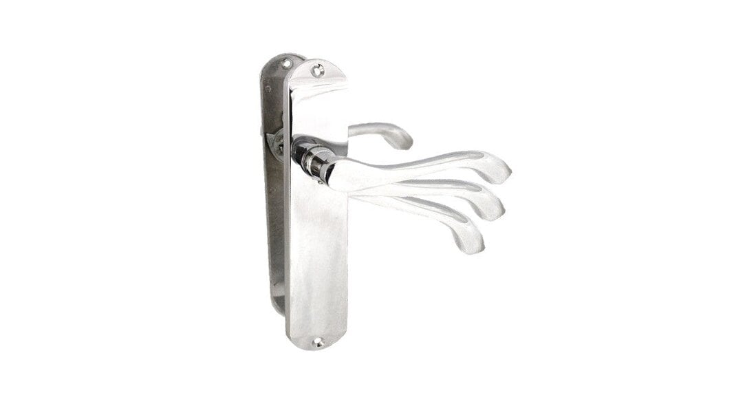 EDH Door Hardware Cadenza Victorian Scroll Lever Door Handles Chrome – Handle Only or Handle + Tubular Latch