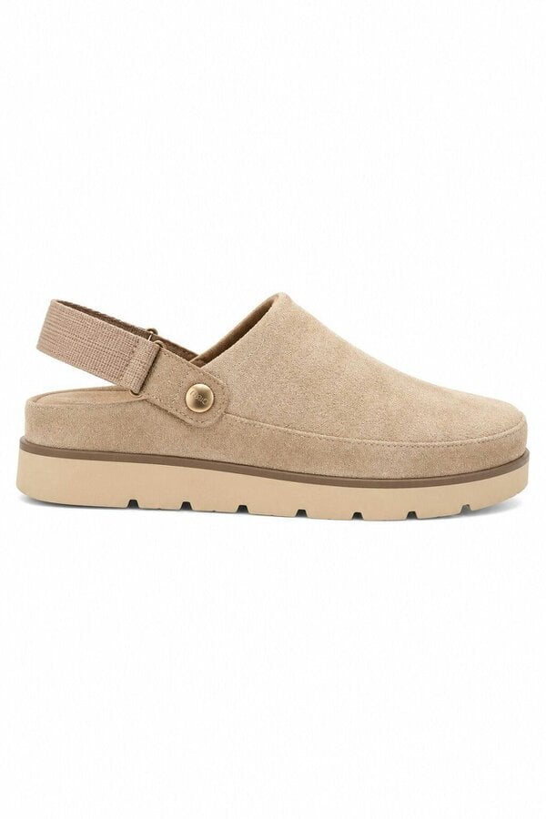 Love Lemonade Avery Faux Suede Closed Toe Adjustable Strap Chunky Sliders Nude