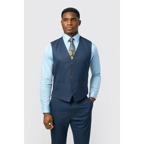 Antique Rogue Navy Texture Stretch Waistcoat
