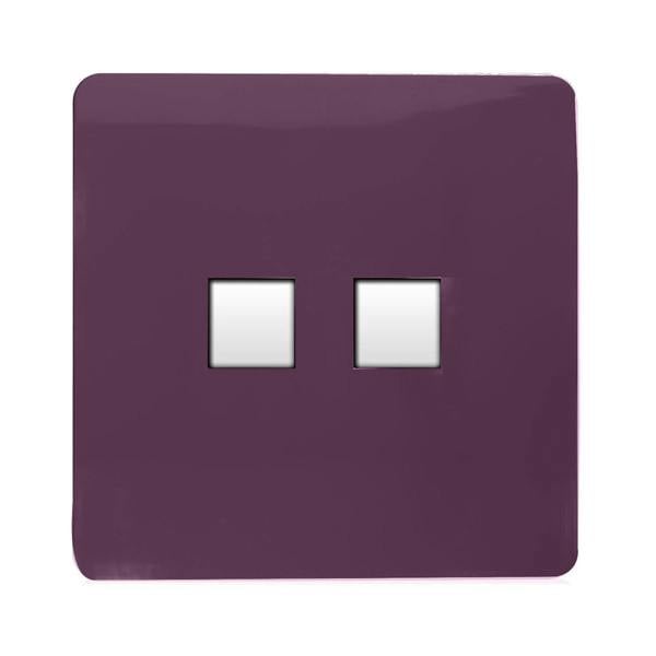 Trendi Switch 2 Gang RJ45 Cat 5e PC Ethernet Socket in Plum Purple