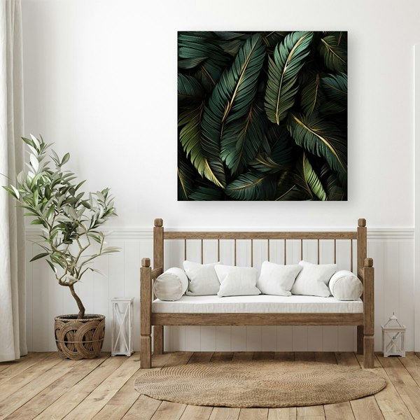 Warren Reed Green and Gold Leaves Canvas