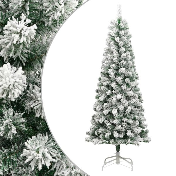 Berkfield Artificial Hinged Christmas Tree with Flocked Snow 240 cm