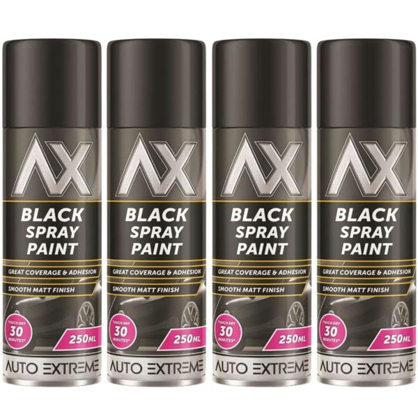 Auto Extreme 4X Auto Extreme Black Matt Spray Paint 250ml