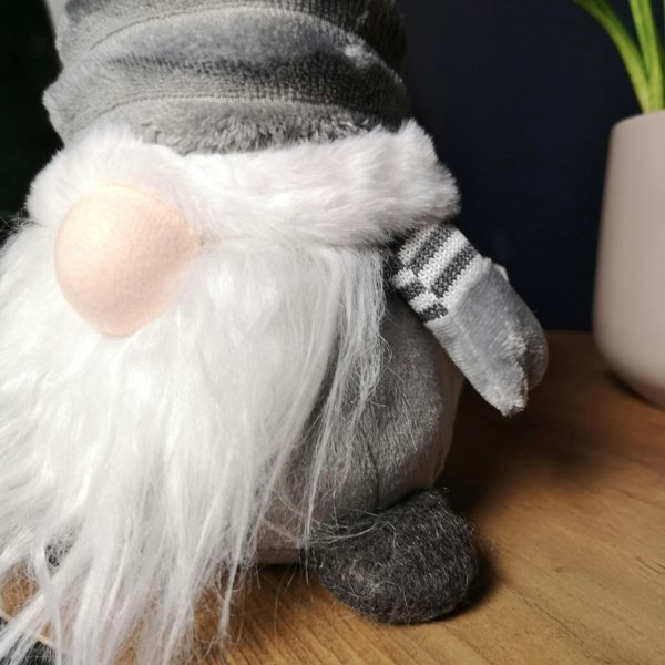 Samuel Alexander 40cm Sitting Plush Christmas Gonk with Grooved Hat in Grey