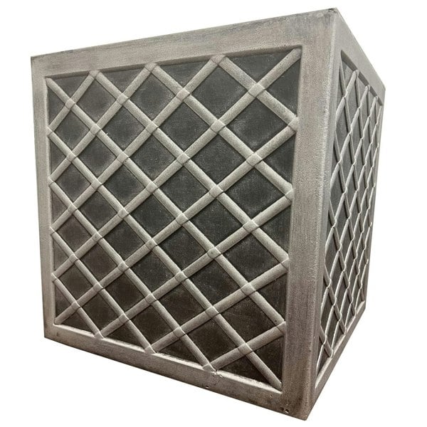 1 x Lazio Square 38cm Pewter Grey Plastic Garden Flower Plant Pot For Indoors & Outdoors