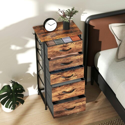 Wyld Haus Kepa Fabric And Metal Rustic Brown 5 Drawer Storage Chest