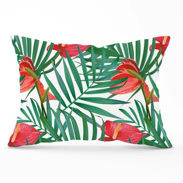 Warren Reed Tropical Flowers And Palm Leaves Cushions