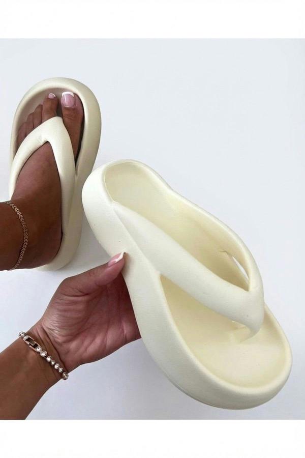 Cora Chunky Platform Flip-flops Sandals - Beige_wb
