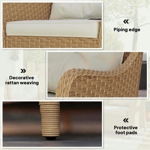 Wyld Haus Rera Rattan Beige Set Of 2 Outdoor Armchairs With Cushions Armrests And High Back