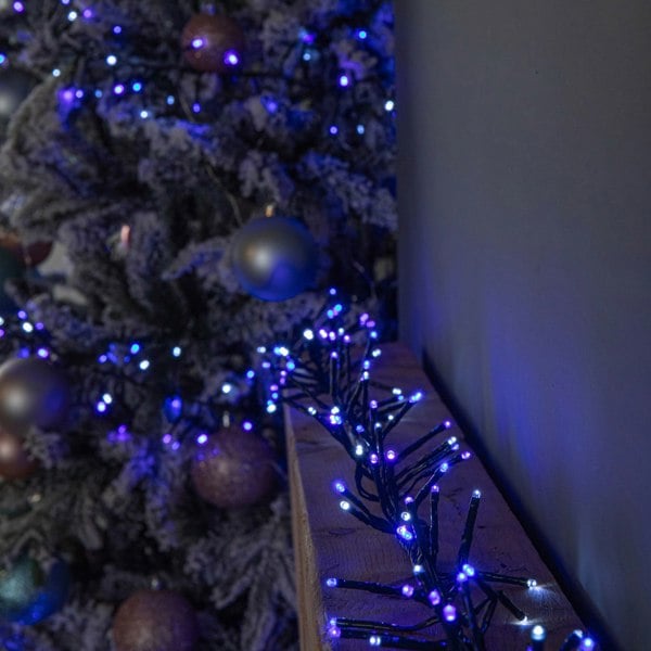 Samuel Alexander 37.5m 3000 LED Christmas Cluster Multi-Action String Lights with Timer in Blue, Purple & White