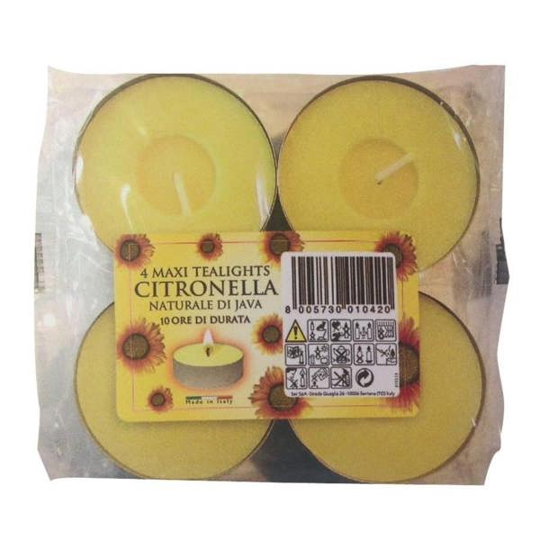 Prices Candles Citronella Maxi Tealights (Pack of 4) - Yellow