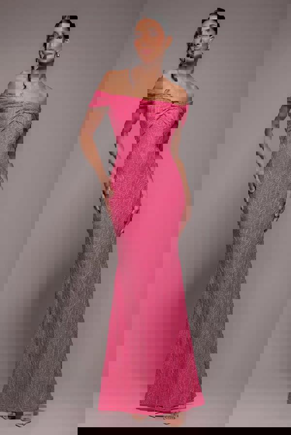 Front Knot Twist  Maxi Dress - Magenta DR4418