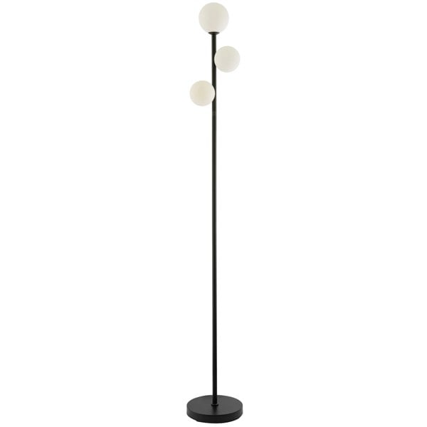 Modern Touch Dimmer CCT Black Floor Lamp with Opal White Glass Globe Shades Image 1