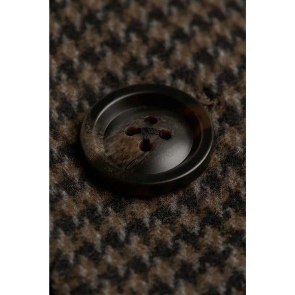 House Of Cavani Pearson - Men's Brown Wool Blend Houndstooth Tweed Overcoat