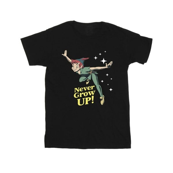 Disney Mens Peter Pan Never Grow Up T-Shirt - Black