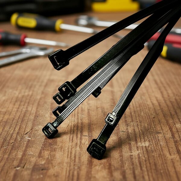 Fixaball Black Cable Zip Ties Nylon Long Short Small Thick Light Heavy Duty