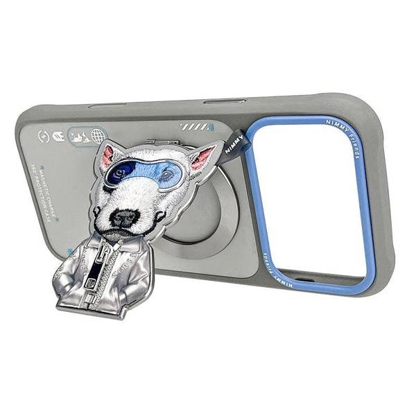 Nimmy Friends Nimmy Cool & Cute 2.0 Terrier Dog Case with MagSafe Stand for iPhone 17 Pro Max 6.9" Grey Blue - N-YJKM-CXZJZH-IP17-PRO-MAX-019