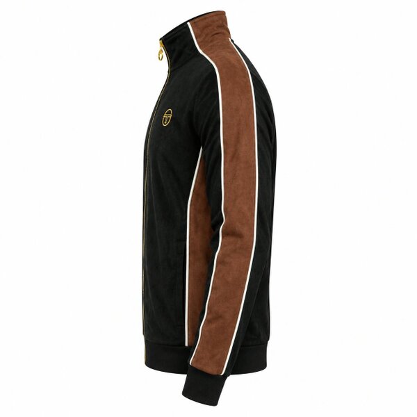 Sergio Tacchini Contrasto Suede Track Top Jacket Black/Potting Soil/Gardenia