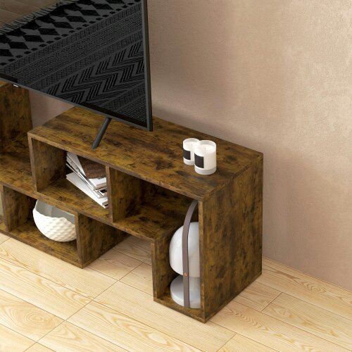 Wyld Haus Paline Rase 130cm Wooden Rustic Brown 3 Block Modular TV Stand