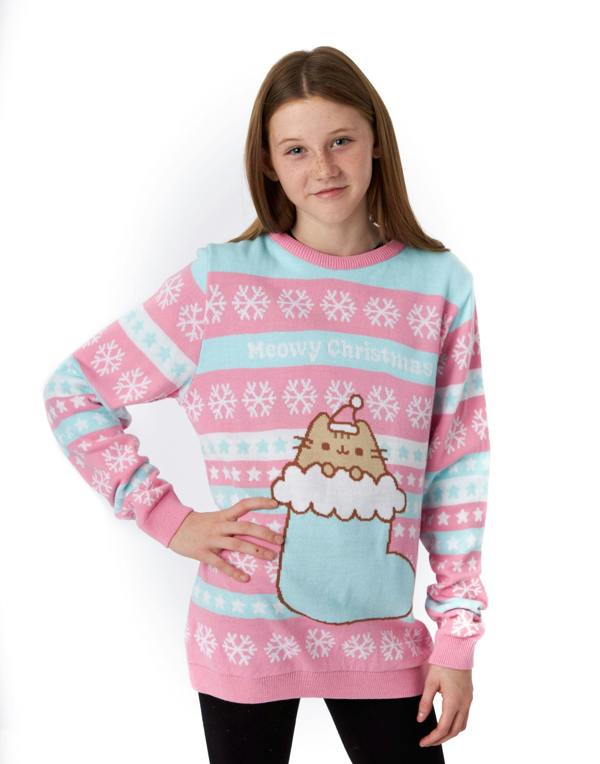 Pusheen Girls Pink Christmas Stocking Christmas Jumper