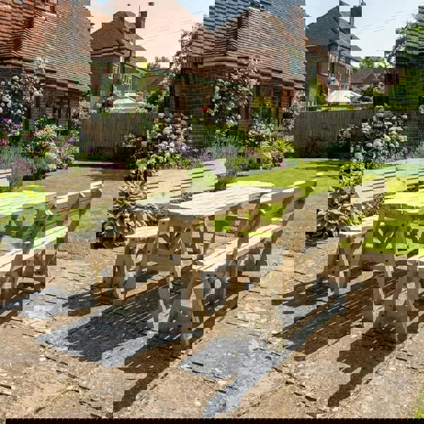 Arbor Garden Solutions Victoria Rounded Picnic Table Benches Set With Backrest