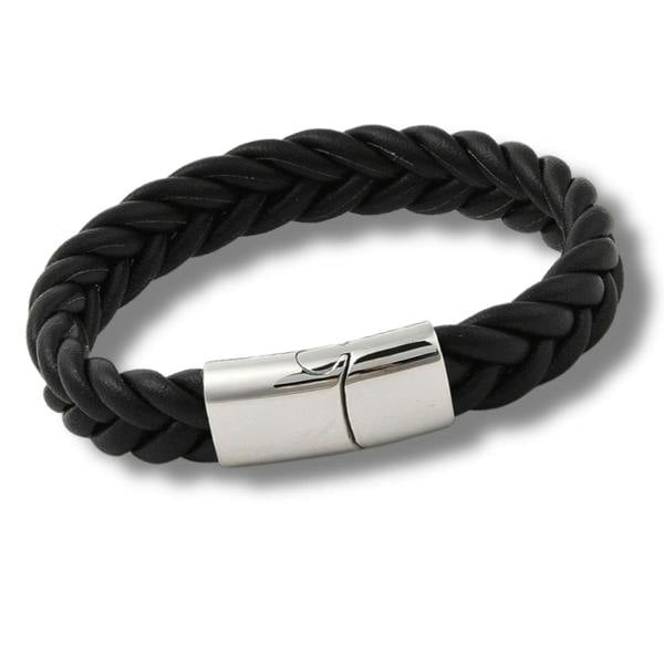 Aye Do Gifts Men's Black Woven Leather Bracelet