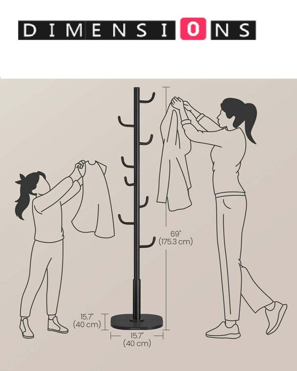 Modcraft Tall Cactus-Shaped Coat Rack – 8 Sturdy Hooks for Coats