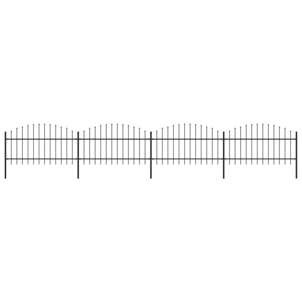 Berkfield Garden Fence with Spear Top Steel (1-1.25)x6.8 m Black