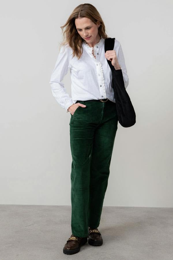 Lily & Me Strachan Stretch Cord Wide Leg Trouser Pine Green