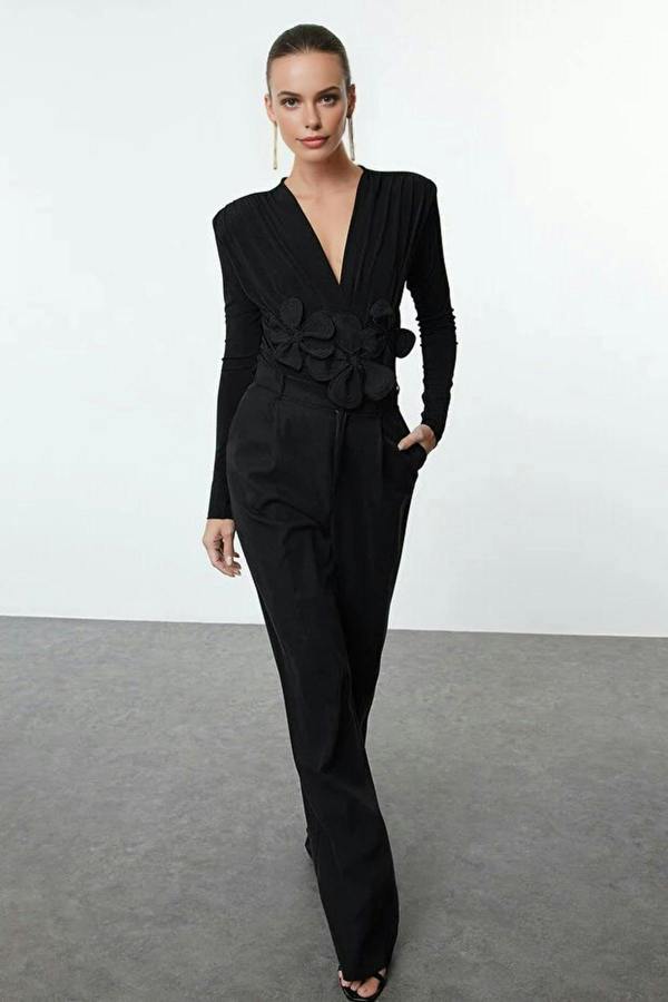 WOVCOR Knit Bodysuit with Applique Flower Details