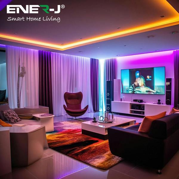 ENER-J 20 Meter Solar LED Strips with Silicon cover, IP65, 6V 12W Solar Panel with 12000 mAh battery, Remote Included. RGB