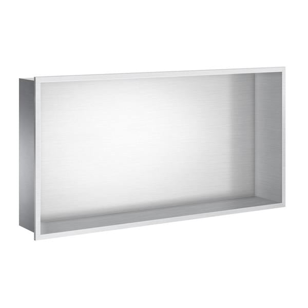 Brushed stainless steel wall niche