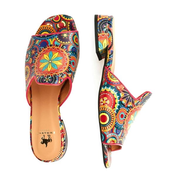 Embassy London South Beach - Signature - Women's fully leather lined flat sliders in multi colour