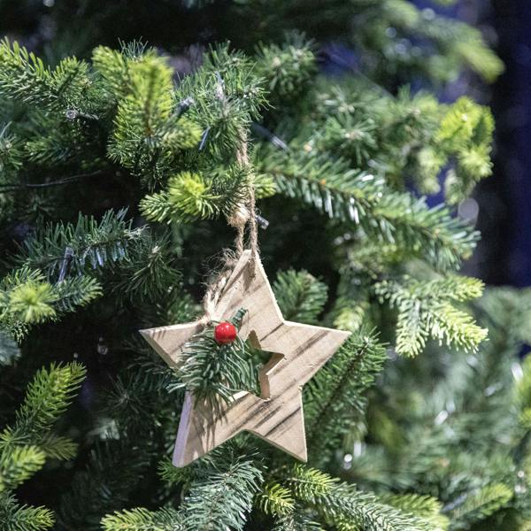 5cm Wooden Craft Star Shape Tree Hanging Decoration for Christmas Indoor Displays image 2