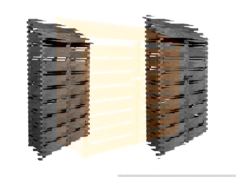 Arbor Garden Solutions Slatted Wooden Log Store with Doors And Shelf W-187cm, H-126cm or 180cm, D-88cm - Brown Finish