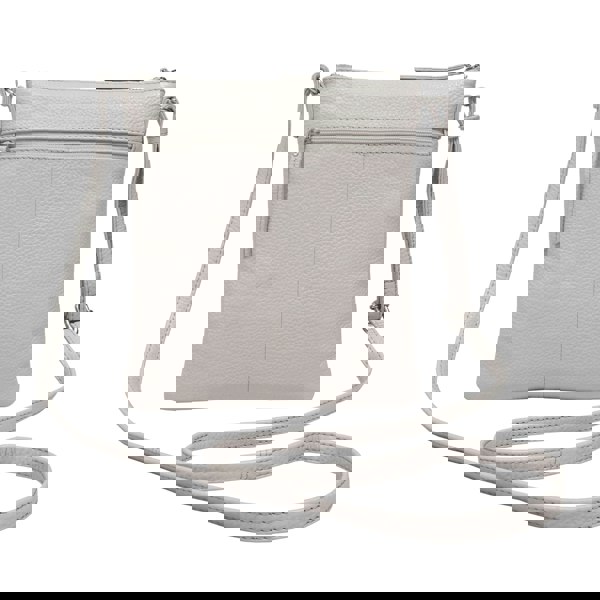 Assots London 'ROSY' Light Ice Grey Pebble Grain Soft Real Leather Crossbody Bag