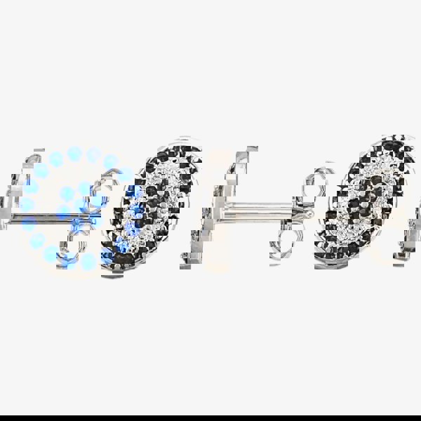 T. H. Baker Silver Blue and White Cubic Zirconia Round Pendant and Earring Set SET9729